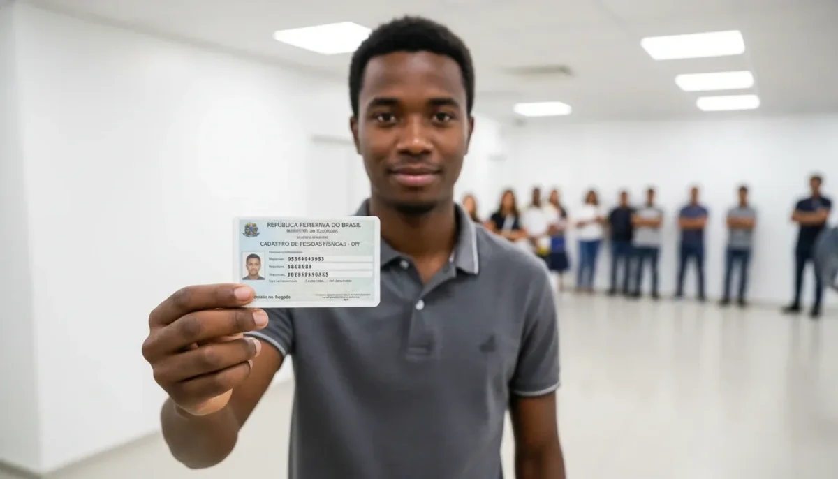 Guia visual com a bandeira angolana e instruções claras sobre Como Ter um CPF em Angola para fins de documentação.