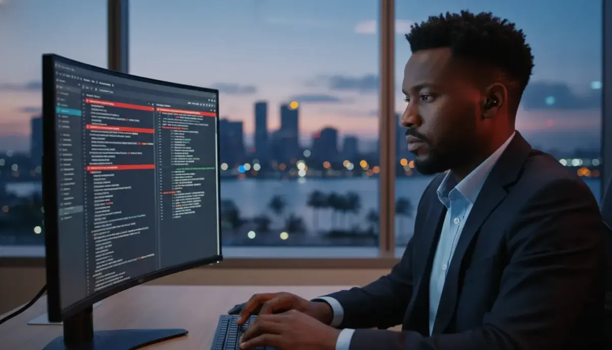 Monitor com alerta de segurança e cadeado rompido indicando falha no cPanel que expõe sites a ataques hackers.